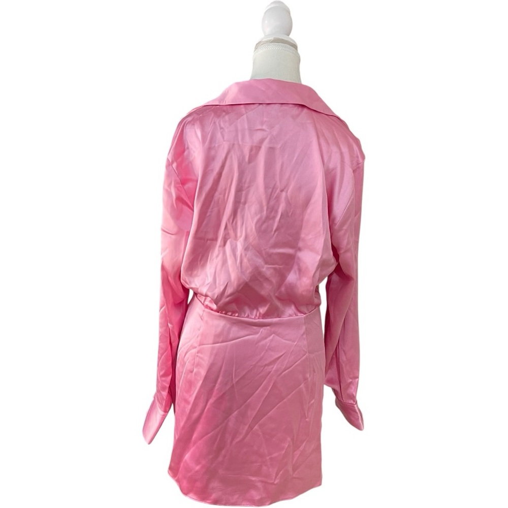 Zara Light Pink Satin Wrap-Style Mini Dress - Picture 3 of 12